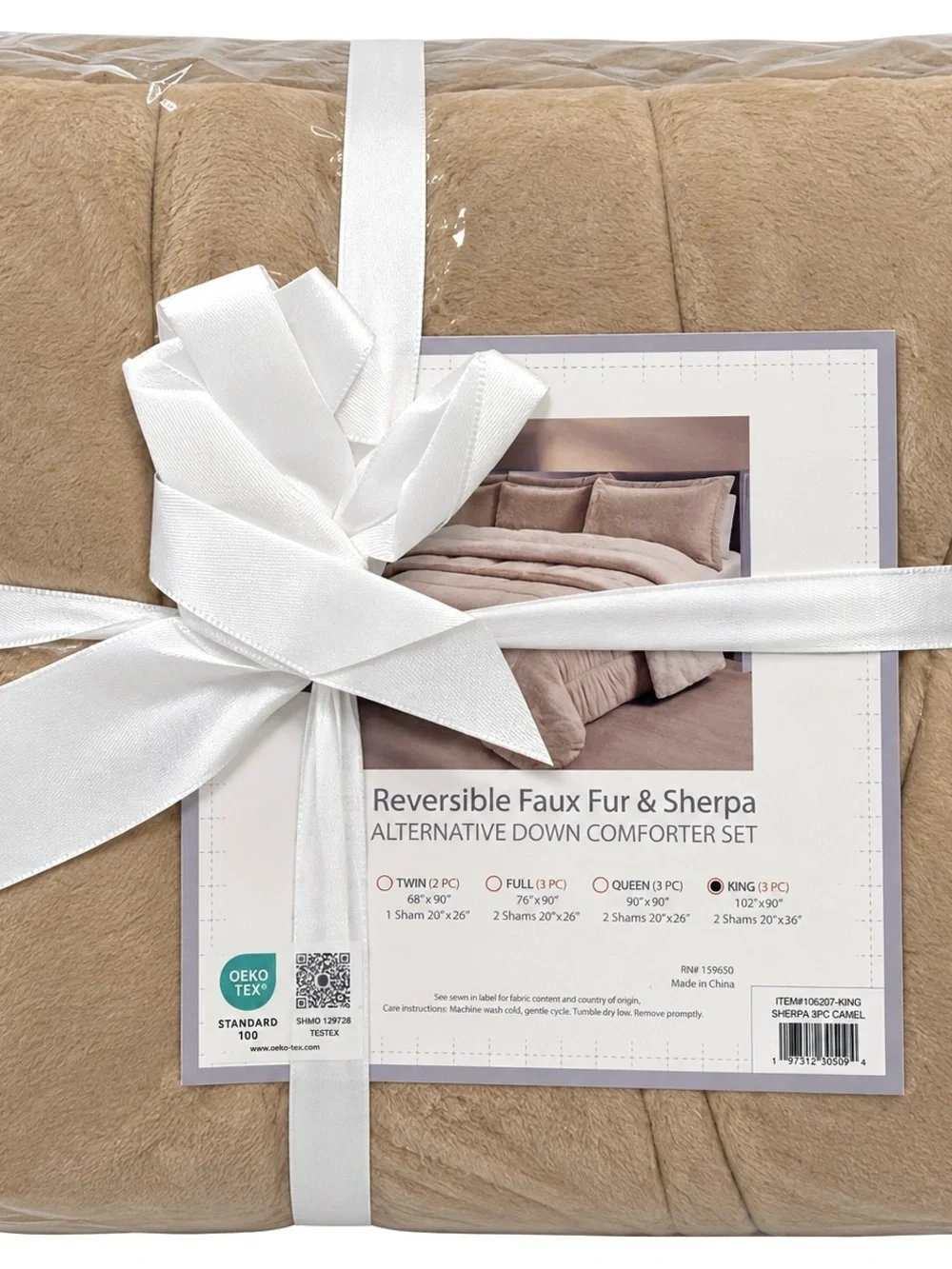 Swift Home King Camel Sherpa Reversible 3PC Comforter Set